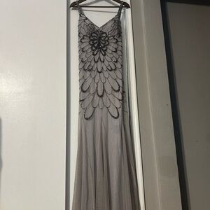 Elegantly beaded dress.. gray hint of lilac beautifully detailed. Worn once